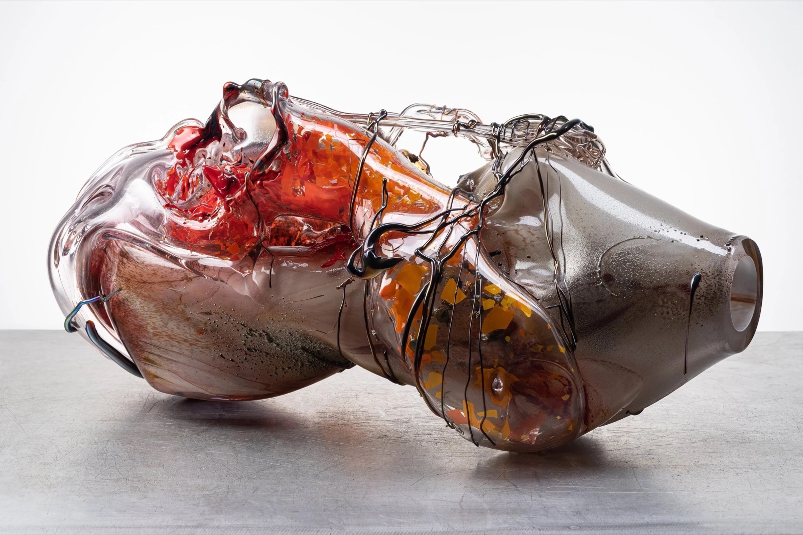 Faun's Flesh I, blown and sculpted glass, photographed in the studio