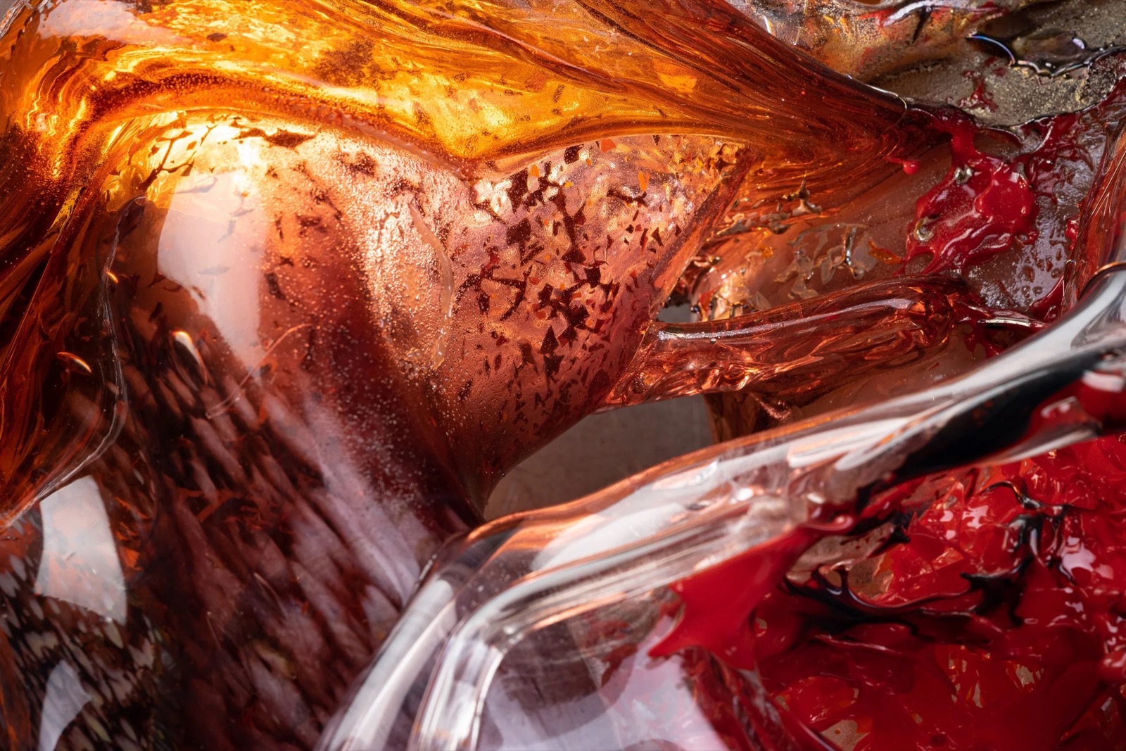 Faun's Flesh I, blown and sculpted glass, photographed in the studio