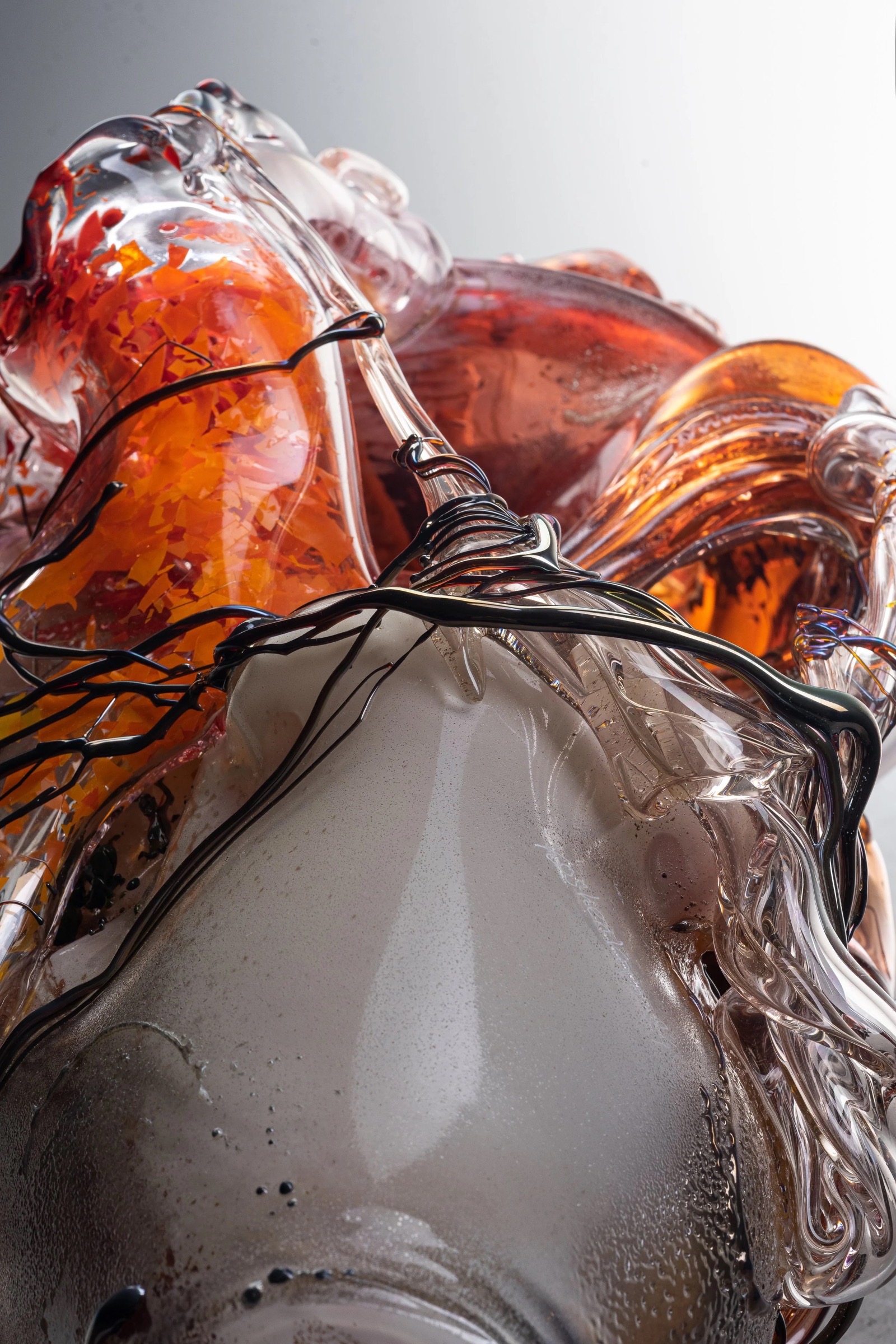 Faun's Flesh I, blown and sculpted glass, photographed in the studio